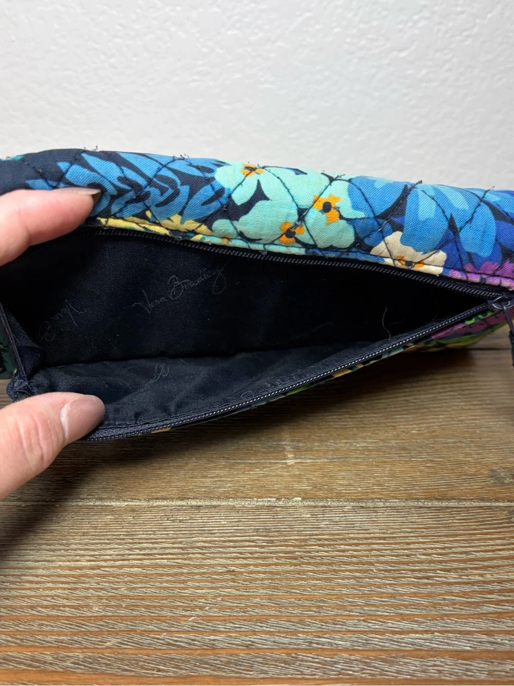 Vera Bradley Midnight Blues Floral Full Size Wallet with Magnetic Closure 8”X4”